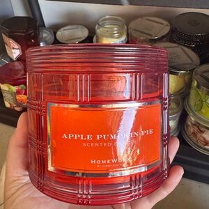 HomeWorks Apple Pumpkin Pie Scented Candle - Red Glass Jar